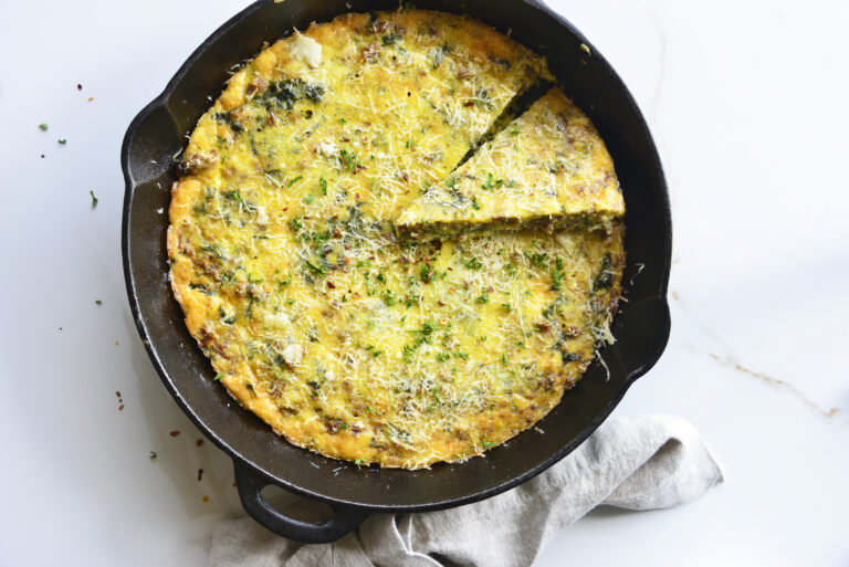 kale, sausage and cheese frittata