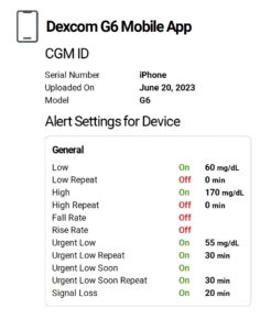 Kathy's CGM Alarm Settings October Newsletter
