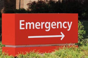 emergency room sign representing a trip to the ER for diabetic ketoacidosis