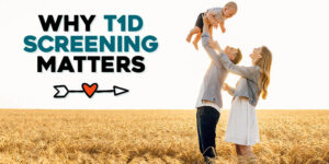 mom and dad playing with young child to illustrate why screening for type 1 diabetes is important