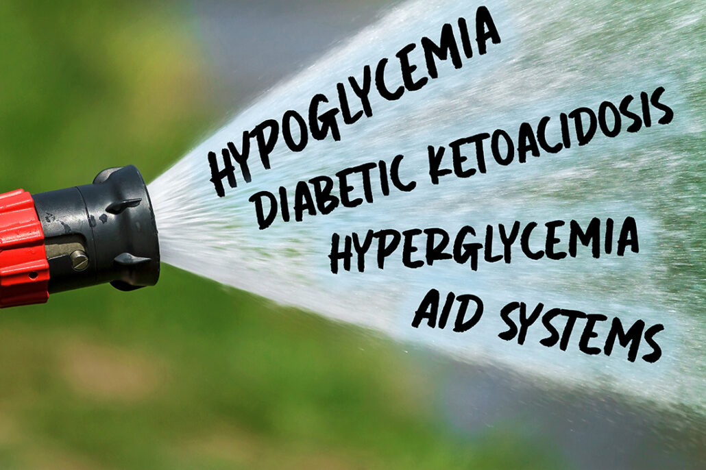 water hose with diabetes terms blasting out of it