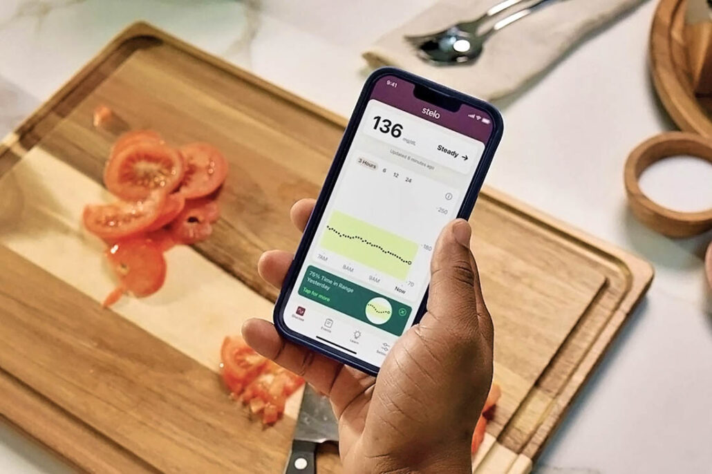blood sugar reading from Dexcom Stelo CGM app on mobile phone