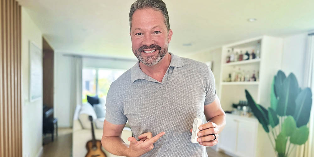 Endocrinologist Dr. Jeremy Pettus shows off his new MiniMed Flex insulin pump